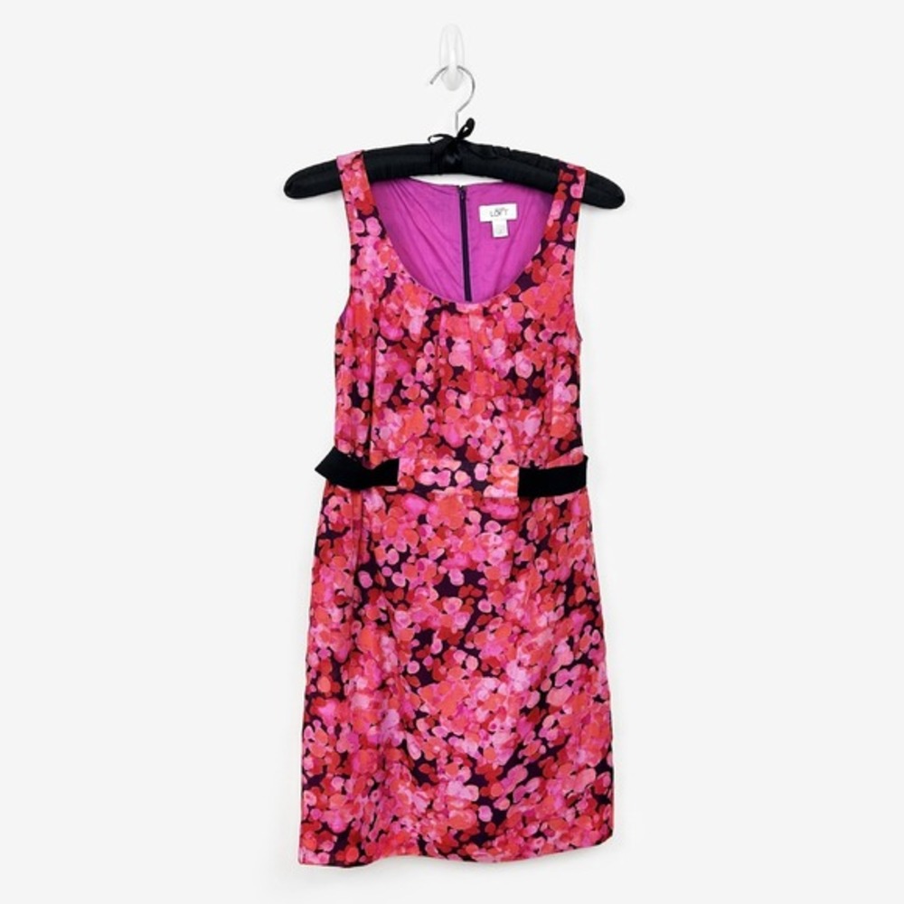 Ann Taylor LOFT Floral Mini Dress Size 4 Pink Red Vibrant‎ Girlcore Date Night